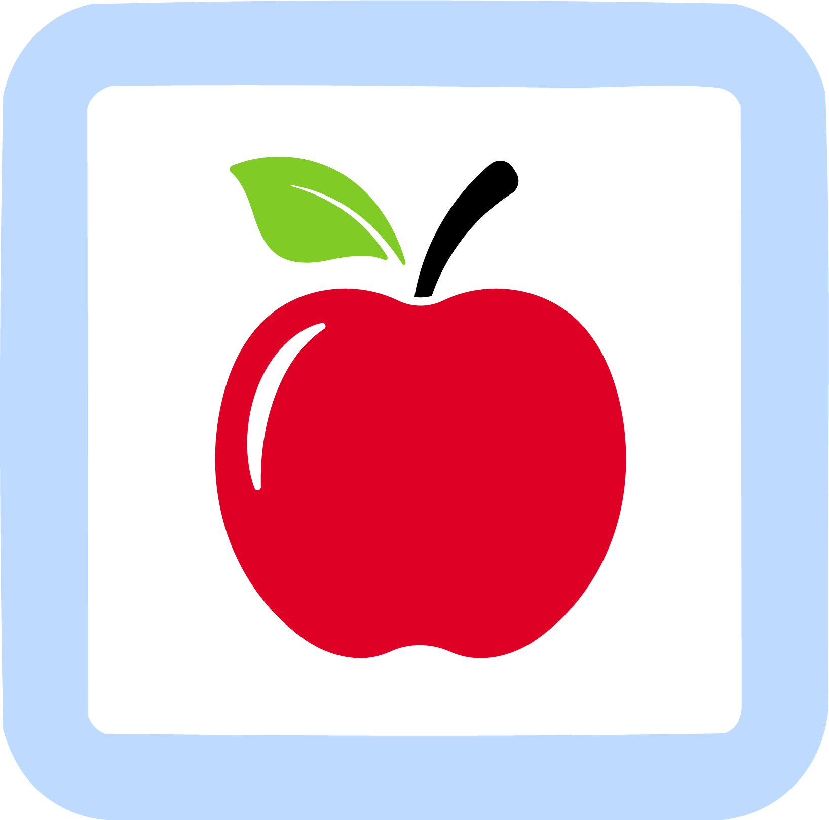 A small icon of a red symbolic apple.